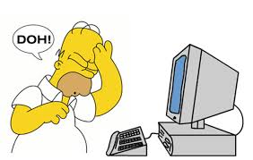 Cartoon character frustrated at computer, saying "Doh!