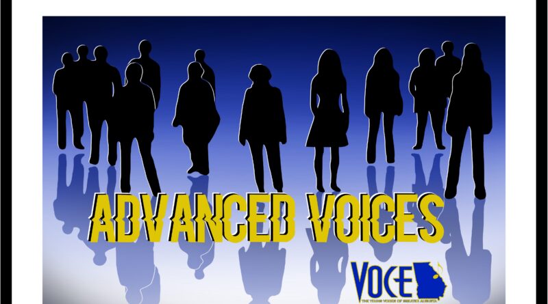 Poster advertising advanced choir voice lessons for 5th-12th graders.