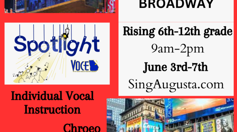 Broadway-themed vocal spotlight event for 6th-12th graders in June.